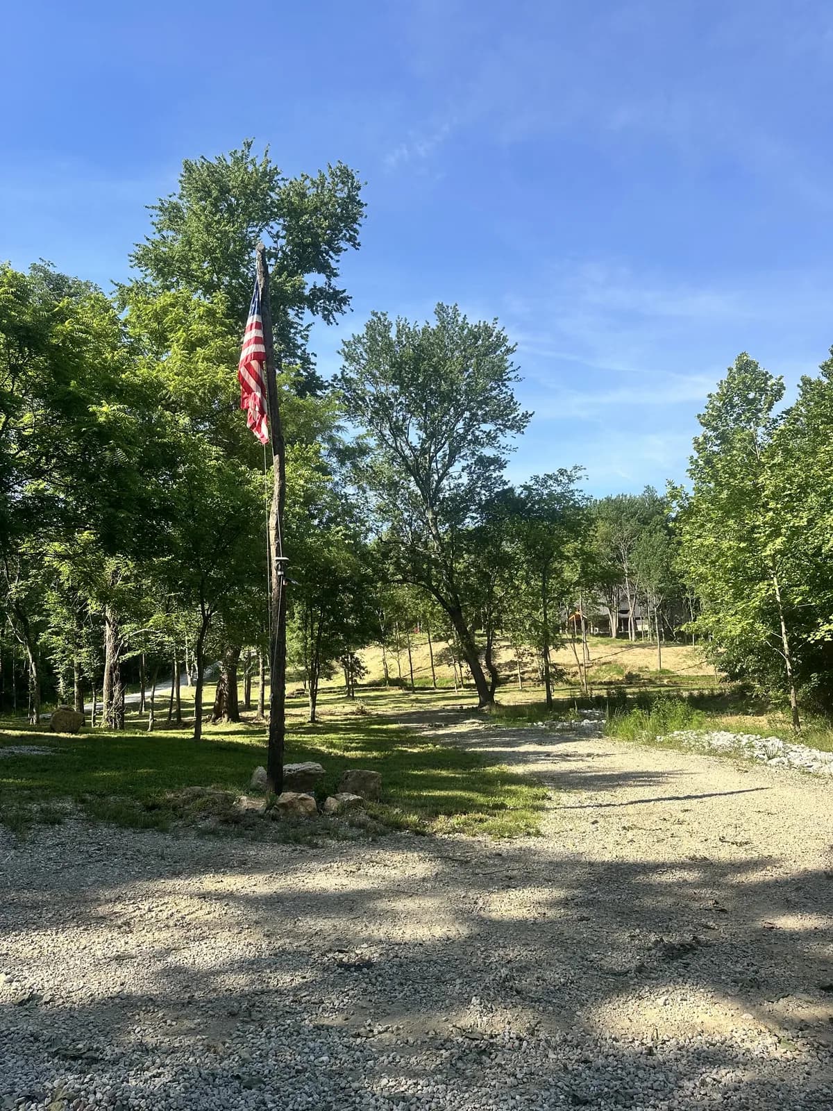 The American flag over the grounds
